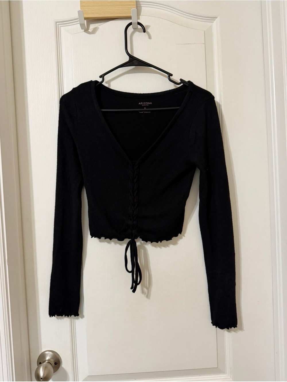 Arizona Black Ruched Drawstring Crop Top